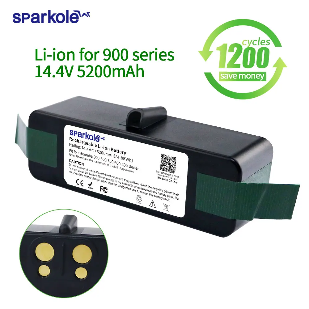 Sparkole 5200mah Lithium Ion Battery Compatible Irobot Roomba 980 960 690 600 700 800 900 Series 985 970 965 895 890 - Vacuum Cleaner Parts AliExpress