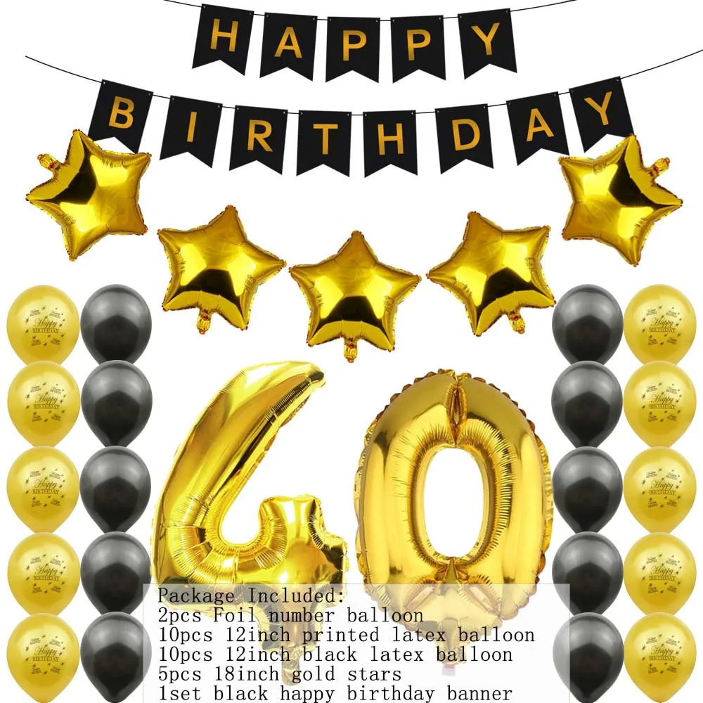 Amawill 70th день рождения комплект украшений для вечеринки с днем рождения баннер золотой черный шар идеальный 70 лет вечерние принадлежности 75D - Цвет: 40th