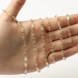Gold Plated Crystal Bead Copper Chain for Jewelry Making and Accessories - 1 Meter (White Chain)