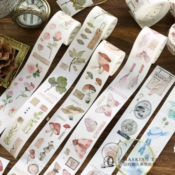 

Specimen Museum Series Bullet Journal Washi Tape Vintage Plant Mushroom Decorative Adhesive Tape DIY Scrapbooking Sticker Label