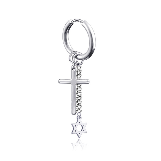 Popular Hip Hop kpop bangtan boys Stud Earrings Fashion Leaf Cross Stainless steel Pendant Earrings jewelry for men women