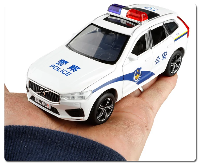 1/32 Volvo XC60 Siren полицейская модель игрушечного автомобиля литой металлический подвесной звуковой светильник для детей