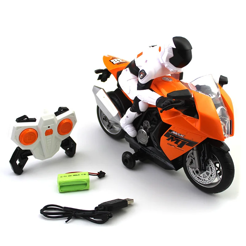 Rc 2,4 Ghz модный мотоцикл с крутым светодиодный светильник и музыкой высокоскоростные игрушки, модели мотоциклов с дистанционным управлением Дрифтерный Мотор Детские игрушки - Цвет: white Knight