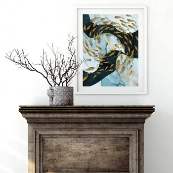 

Custom Poster Golden fish#i Canvas Wall Art Picture Set Posters Home Decor Prints Abstract Prints for Room20-0630-51
