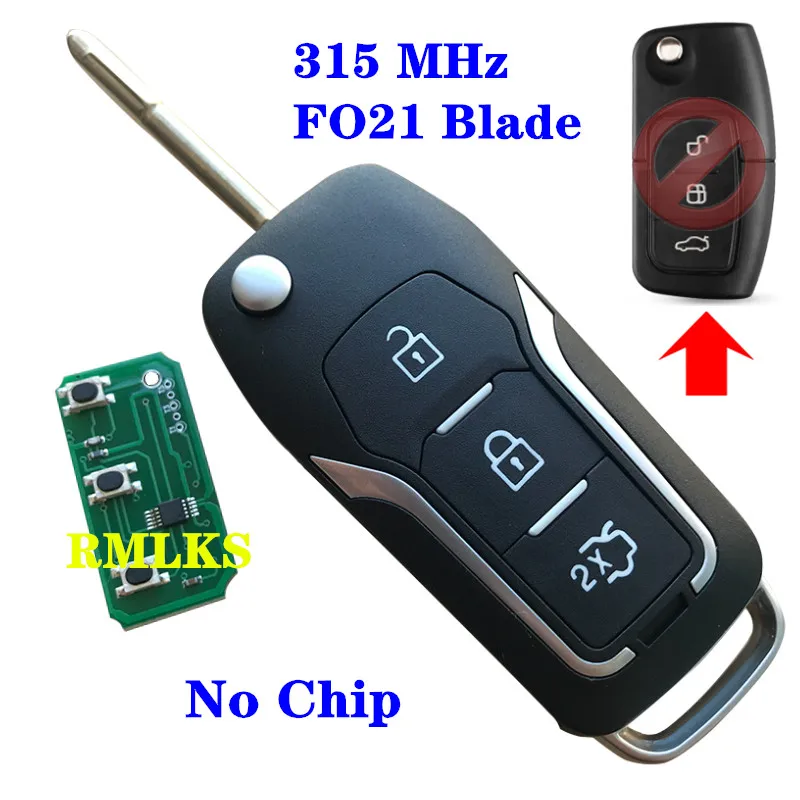 Откидной складной дистанционный ключ для Ford C-Max D-Max Mondeo Focus Fiesta Galaxy Fusion FO21 Blade 315 МГц 433 МГц 4D60 4D63 ID83 чип