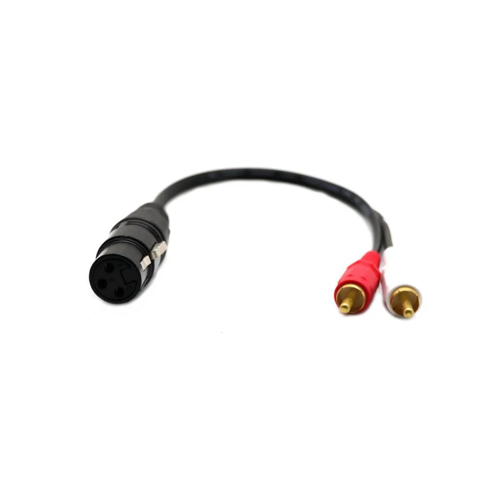 1ft XLR Female to 2 RCA Male Plated Audio Adapter Y Splitter Cable