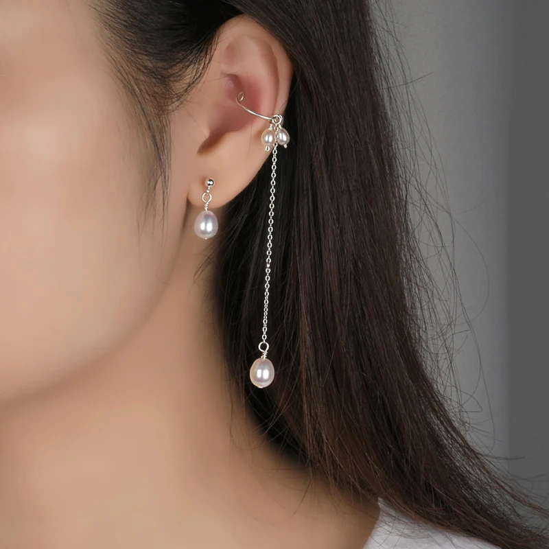 Женские серьги из серебра 925 пробы с натуральным пресноводным