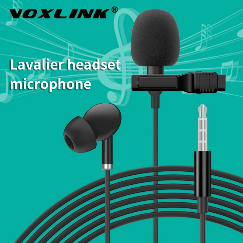 VOXLINK-micrófono con solapa Lavalier de Metal para teléfono móvil, con cuello de Clip, para hablar en vivo
