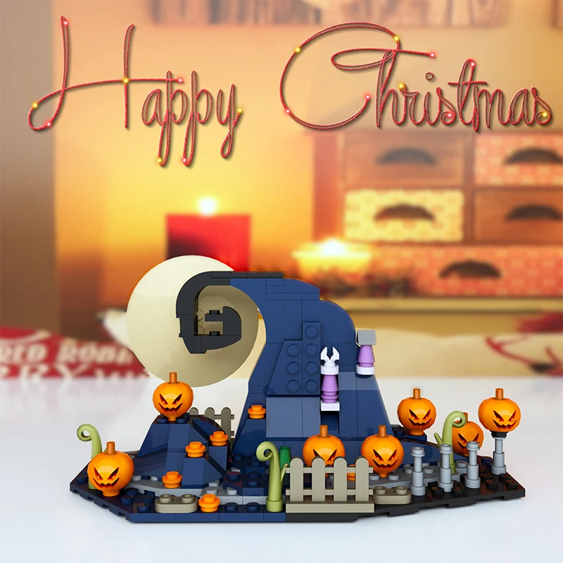 

Игрушка-конструктор MOC в виде тыквы на Хэллоуин, Рождество, темная ночь