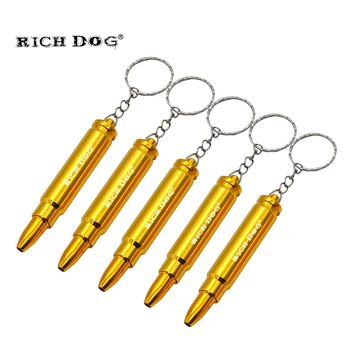 

Rich Dog Metal Bullet Smoking Pipe With Key Chain Metal Sniffer Dispenser Snorter Snuff Tobacco Portable Creative Pipes