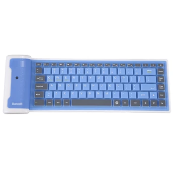 

HOT-Wireless Bluetooth Keyboard Foldable Rolled Up Mute 87-Key Keyboard Soft Silicone Flexible for Pc Huawei iPhone Tablet