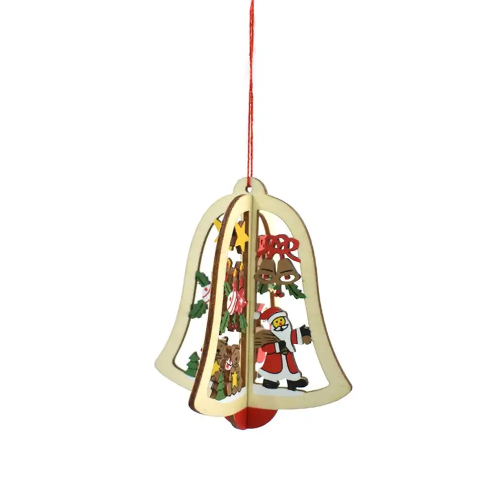 Рождественские елочные украшения Висячие украшения для домашнего праздника 3D Подвески высокое качество деревянные подвесные украшения - Цвет: Bell
