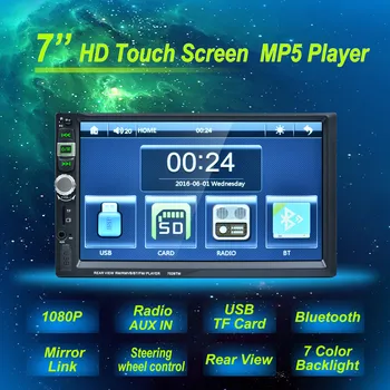 

100% Genuine Universal 7 Double 2 Din Touchscreen In dash Car Stereo Radio Mp3 CD DVD Player FM Aux Car Multimedia Player Host