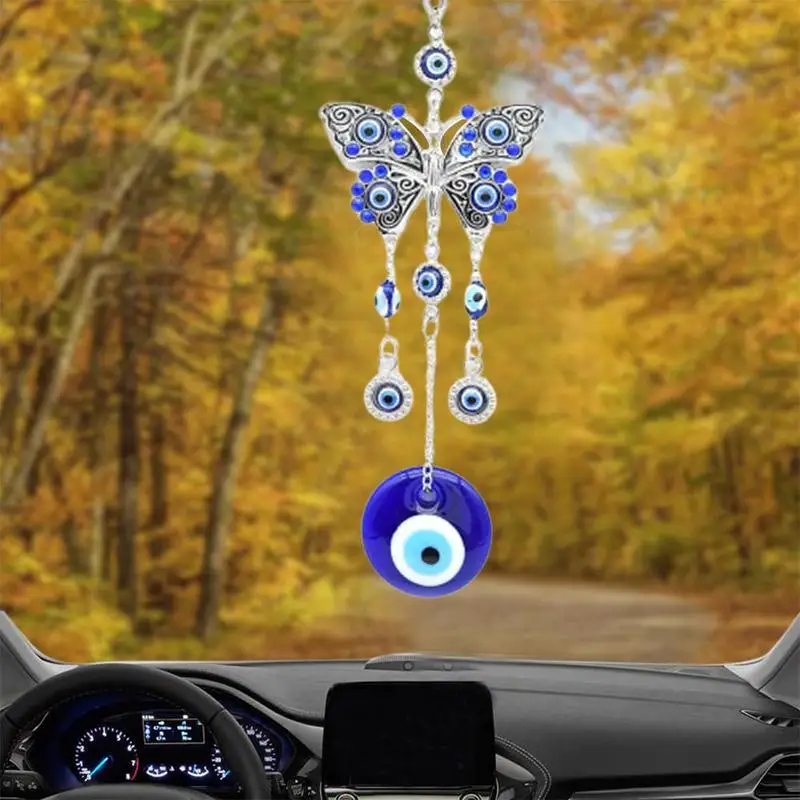 1 шт. подвеска с бабочкой на удачу, сделай сам, талисман, турецкий, голубое стекло, злой амулет в виде глаза, трендовые подвески, украшение для автомобиля, офиса