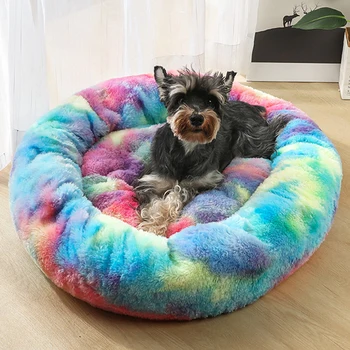 

1Pcs Pet Accessories 40/50/60/80CM Pure Color Dog Bed Cat House Antiskid Bottom Cloth Round Shape Breathable Small Animals Mat