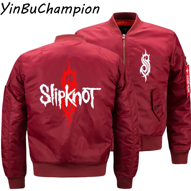 Дропшиппинг, американский размер, логотип Slipknot, мужские рок-группы Ma1 Air Pilot, мотоциклетные толстые зимние пальто-бомберы, куртка на молнии, большие размеры