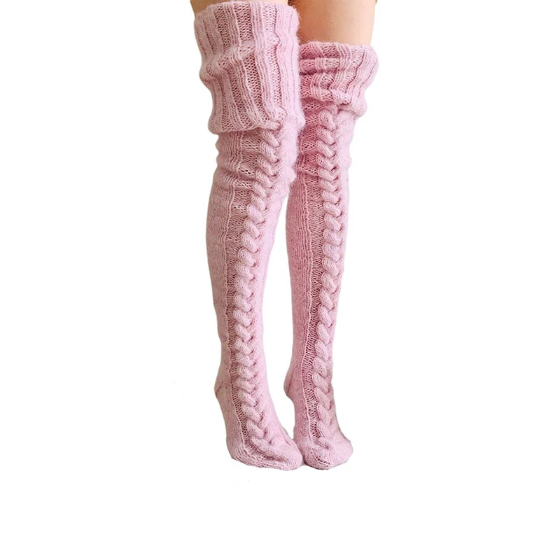 

Winter Thermal Woman Thigh High Slouch Socks Kawaii Lolita Korean Style Hippocampus Fuzzy Knee High Fat Stockings COCOCAT