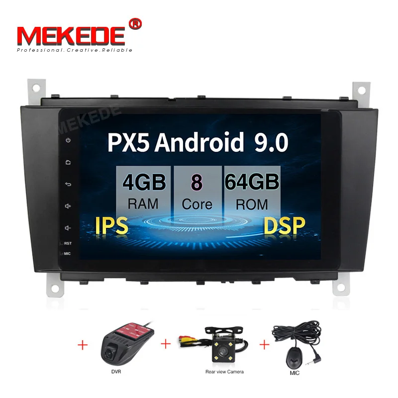 Mekede Android 9,0 DSP 4G 2 DIN автомобильный DVD gps для Mercedes/Benz W203 W209 W219 a-класс A160 c-класс C180 C200 CLK200 Радио стерео - Цвет: 64G DVD CAMERA DVR