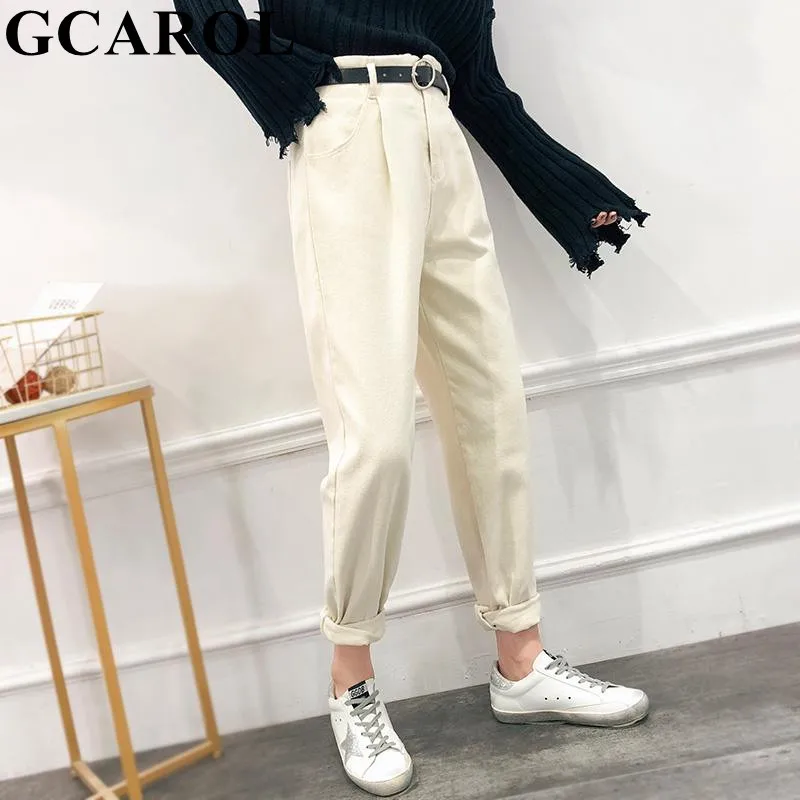 Beste GCAROL Nieuwe Vrouwen Hoge Elastische Taille Harembroek Met Riem Retro Oude Stijl Herfst Lente Enkellange Broek Streetwear Broek