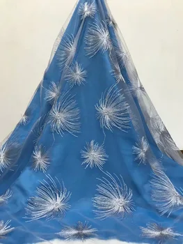 

5yards/lot high quality nigerian french lace embroidered tulle lace fabric for wedding dress,2020 Russia African lace fabric