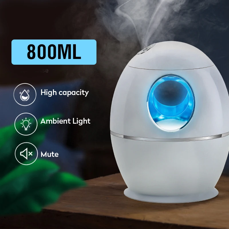 Humidificador de aire para hogar y oficina, difusor de Aceite esencial de Aroma ultrasónico USB, generador de niebla con luz LED nocturna, 800Ml