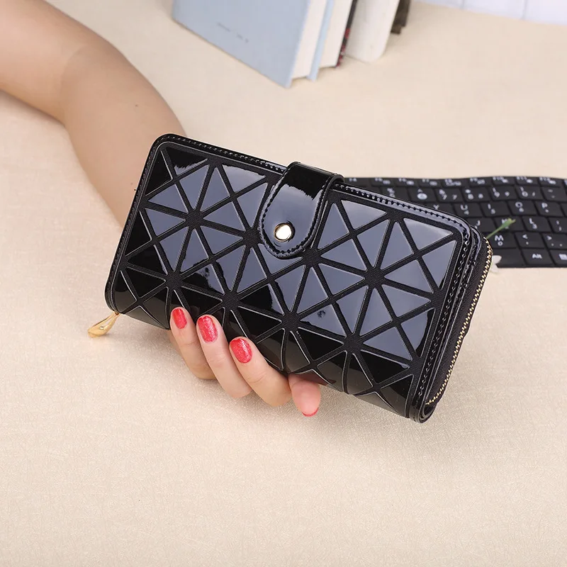 

[Sheng chuang Beauty] Classic Retro WOMEN'S Long Wallet 2019 New Style Versitile Fashion Oil Skin Rhombus WOMEN'S Bag Fashion
