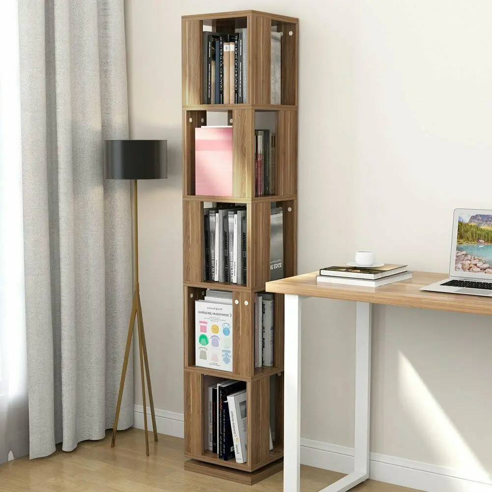 Tribesigns 5 Tier Rotating Bookshelf Storage Bookcase Modern Corner | Мебель