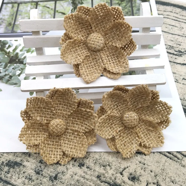 1 шт. ручная работа натуральный джутовый Мешковина Hessian цветок DIY ремесленные