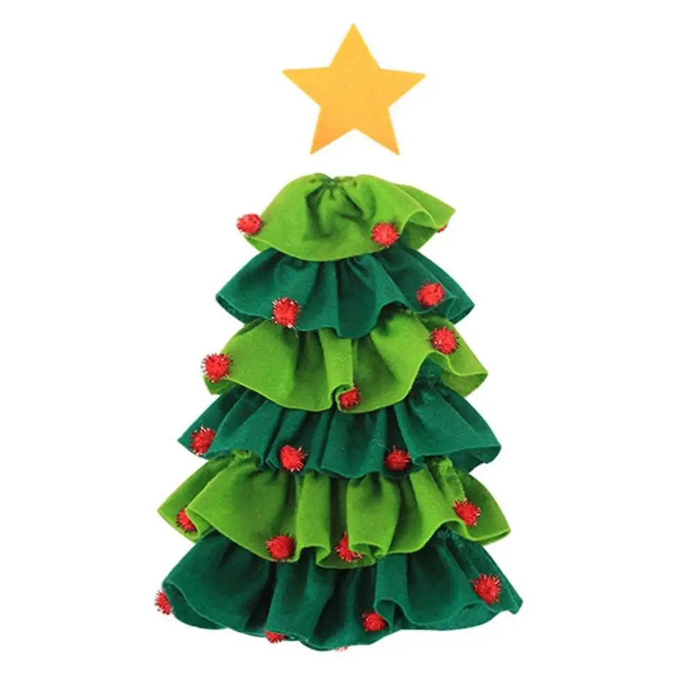 Christmas Decorations Christmas Tree Sticky Hair Ball Five-star Wine Bottle Set Non-woven Fabric Sticky Hair Ball Best Gift - Цвет: green
