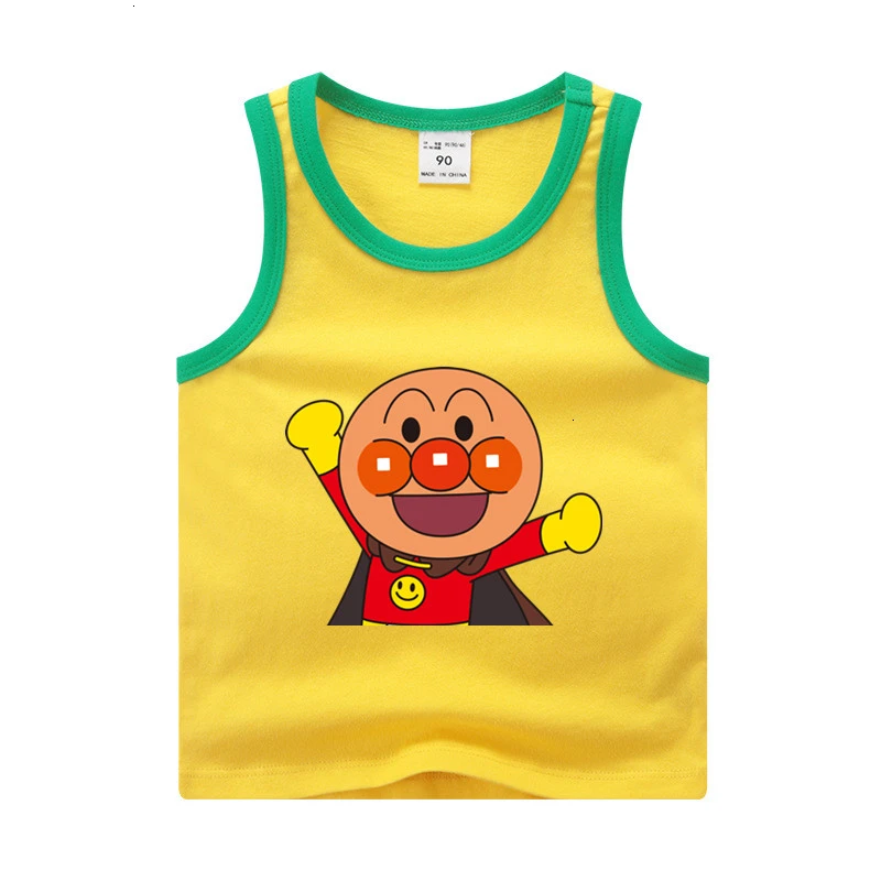 Anpanman/аниме, От 2 до 11 лет, футболка смешного цвета для мальчиков и девочек, детские летние топы с круглым вырезом, Детская футболка с рисунком, жилет для малышей - Цвет: as picture