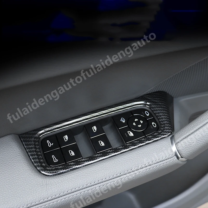 4pcs For Porsche Cayenne Matte ABS Carbon Fiber Interior Window Lift Button Frame Cover Trim Car Accessories
