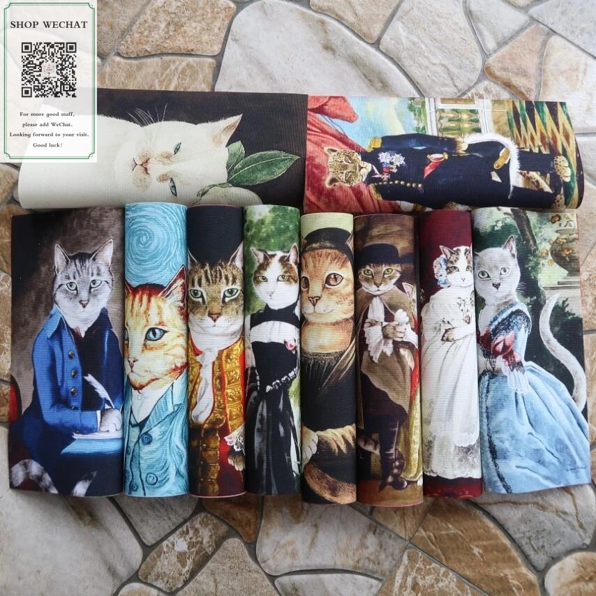 15*20 см винтажный джентльменский Кот серии ручная роспись Цифровая печатная ткань