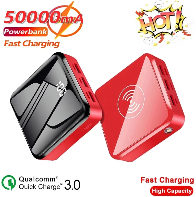 mini power bank 50000mAh Mini QI Wireless PowerBank With High Capacity Fast Portable Charger External Battery for IPhone Xiaomi Samaung magnetic wireless power bank