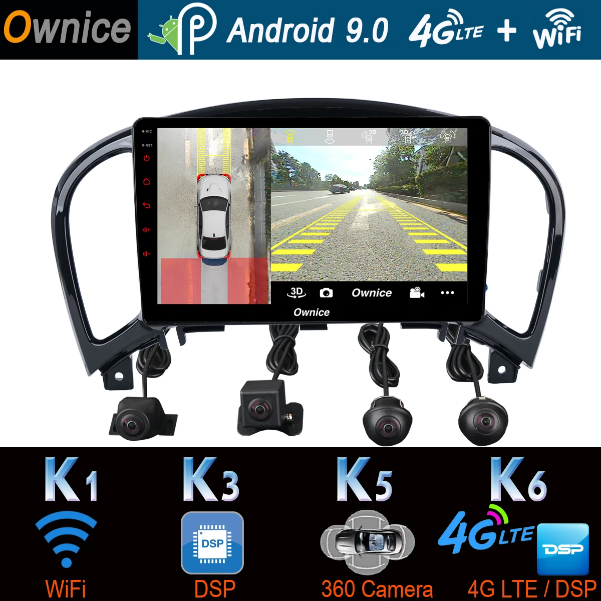 Excellent 9" 360° Panoramic Android 9.0 Car DVD GPS Navigation Radio For Nissan Juke YF15 Infiniti ESQ 2010-2019 CarPlay DSP 4G LTE 1