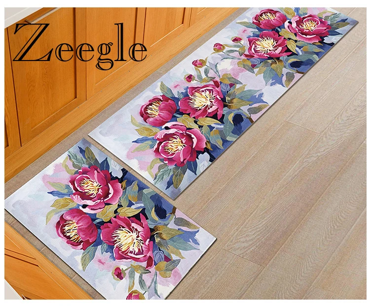 Zeegle Anti-slip Home Kitchen Mat Bathroom Carpet Entrance Door Mat Hallway Floor Area Rugs Machine Wash