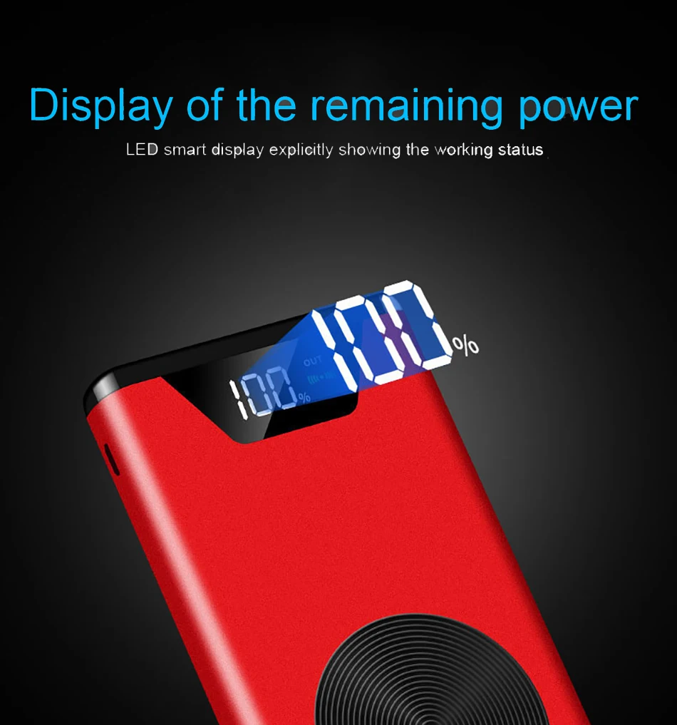 30000mAh QI Беспроводное зарядное устройство банк питания для iPhone samsung huawei внешний аккумулятор с двумя usb-портами зарядное устройство беспроводной внешний аккумулятор