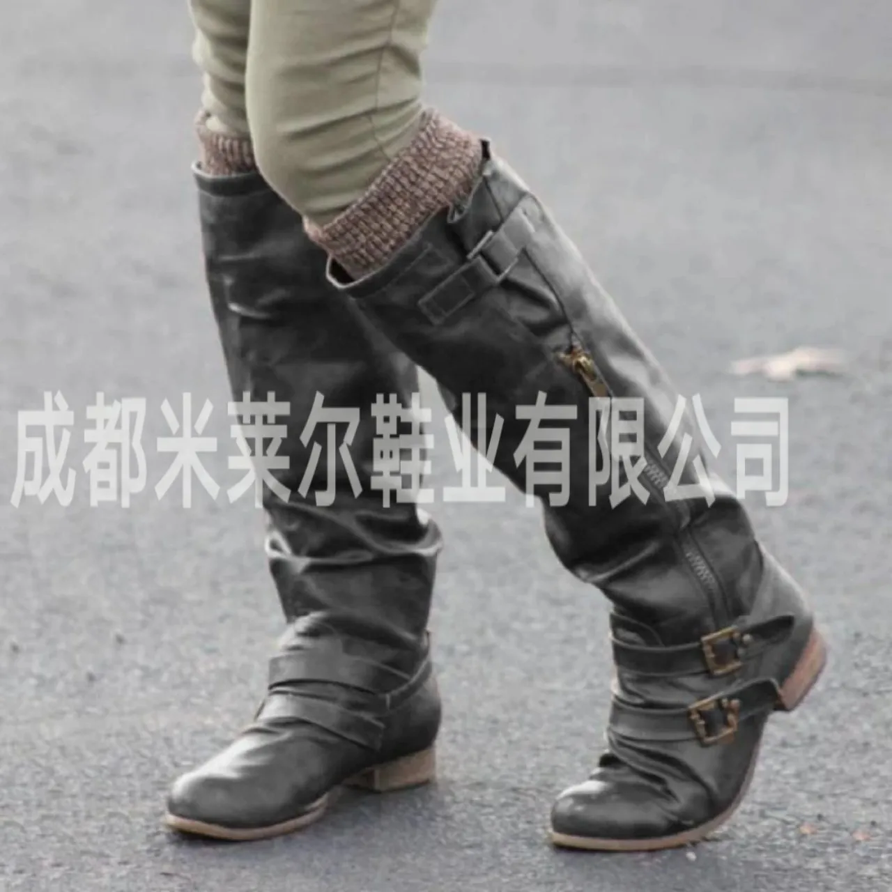 

Separate Station New Style Women's round-Toe Europe And America WOMEN'S Leather Boots Side Zipper Martin Boots Wear-Resistant Lo