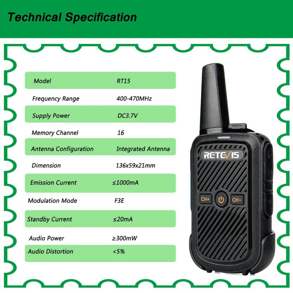 2 шт. Retevis RT15 Мини Портативная рация Портативное двухстороннее радио 2 Вт UHF 400-470 МГц VOX USB зарядка скремблер Ham радио Hf трансивер