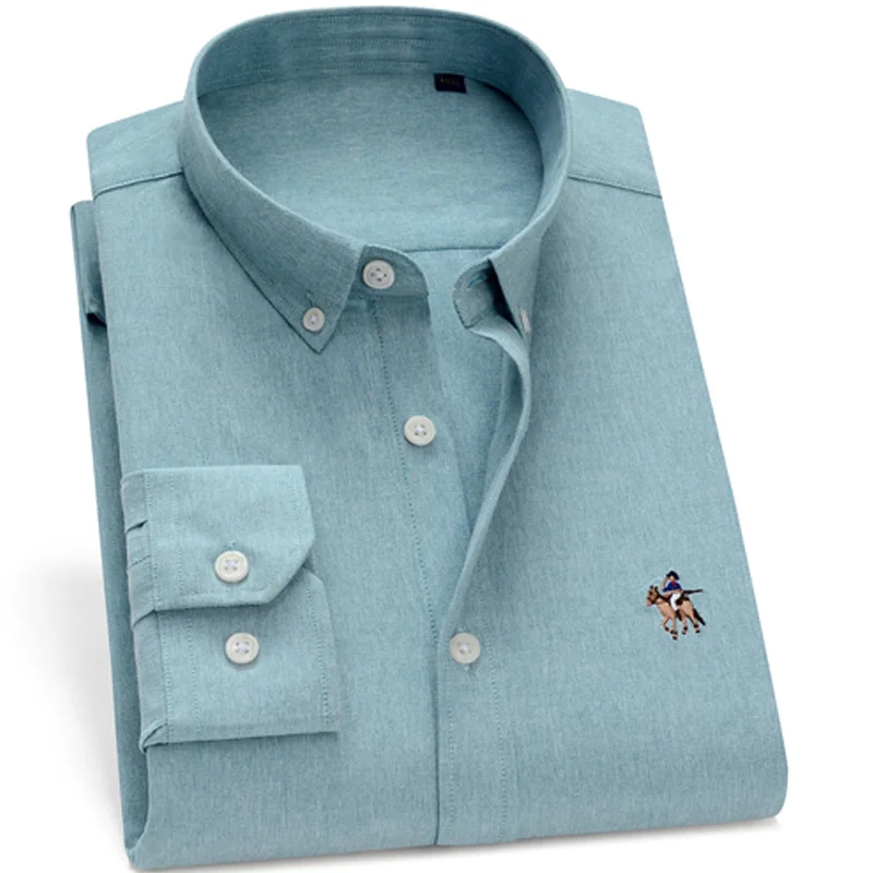 Однотонная модная повседневная мужская рубашка с длинным рукавом осенняя