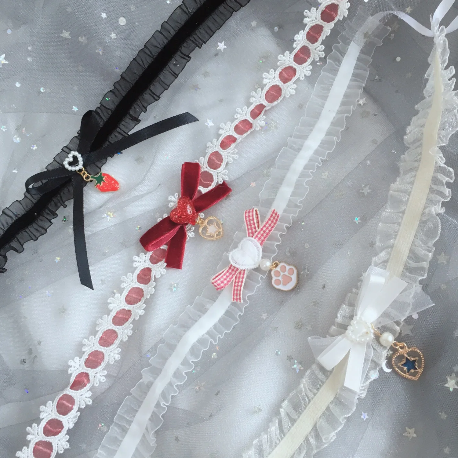 

Hand Made Lolita Neck Ring Cute GIRL'S Necklace Lace Bow Lolita Small Things