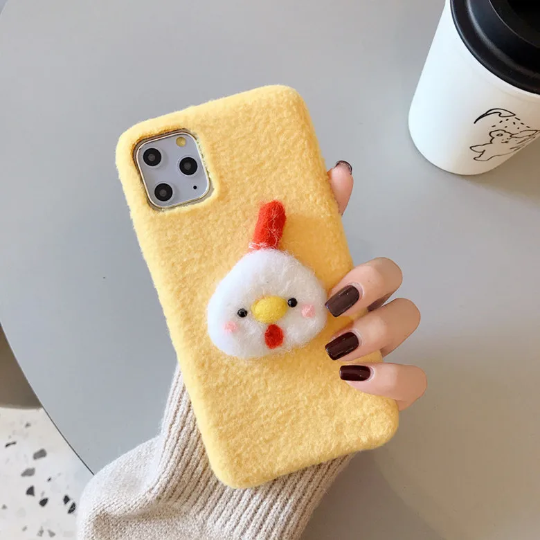 Милый чехол с животными для Iphone 8Plus 11 Pro Xs Max чехол зимний берберский флисовый тканевый чехол для Iphone 11 Xr X 7Plus чехол
