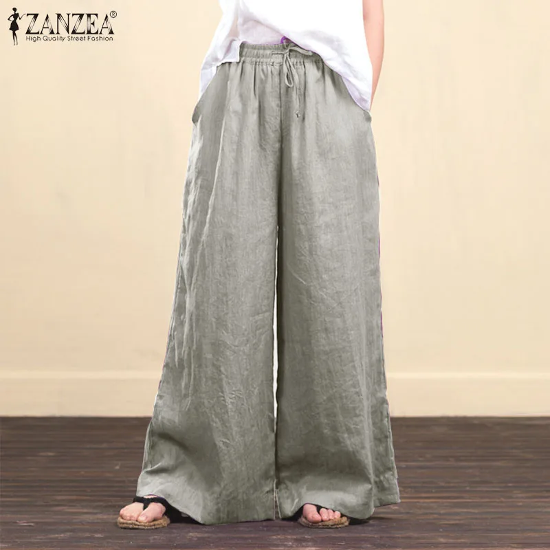 Kaftan Wide Leg Pants Women's Casual Trousers 2020 ZANZEA High Waist Long Pantalon Palazzo Female Solid Turnip Plus Size 5XL Kaftan Wide Leg Pants Women's Casual Trousers 2020 ZANZEA High Waist Long Pantalon Palazzo Female Solid Turnip Plus Size 5XL