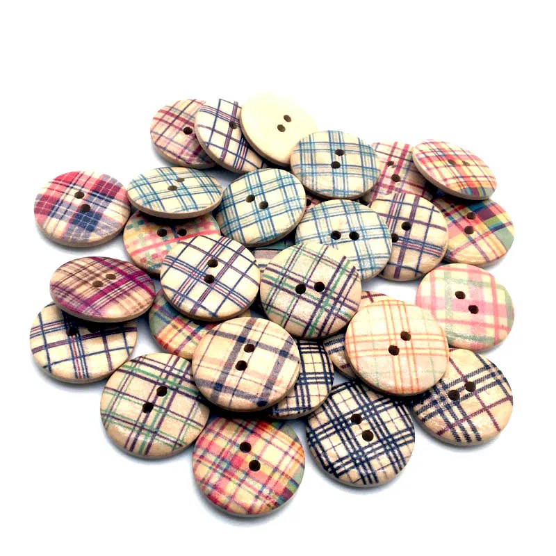 

30pcs/Lot 25mm Mix Retro Stripes 2 Hole Decorative DIY Wooden Buttons For Handmake Scrapbooking Crafts Clothing Button SC278