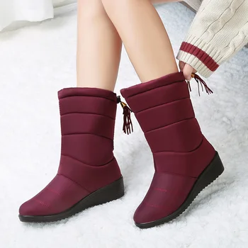 

warm women boots 2020 fashion comfortable ankle boots for women waterproof zip snow boots shoes woman winter boots elastic band