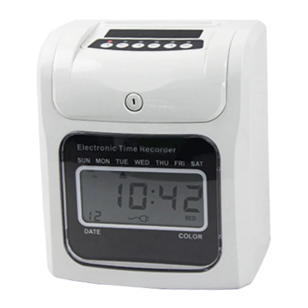 Office Employee Attendance Digital Time Clock LCD Display w/50 Cards UK Plug