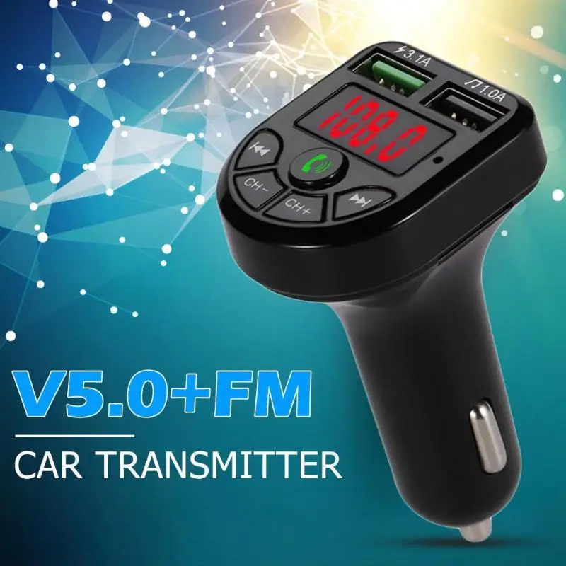 USB зарядное устройство автомобильный комплект свободные руки Handsfree беспроводной Bluetooth 5,0 fm-передатчик Handsfree автомобильный комплект аудио MP3 плеер