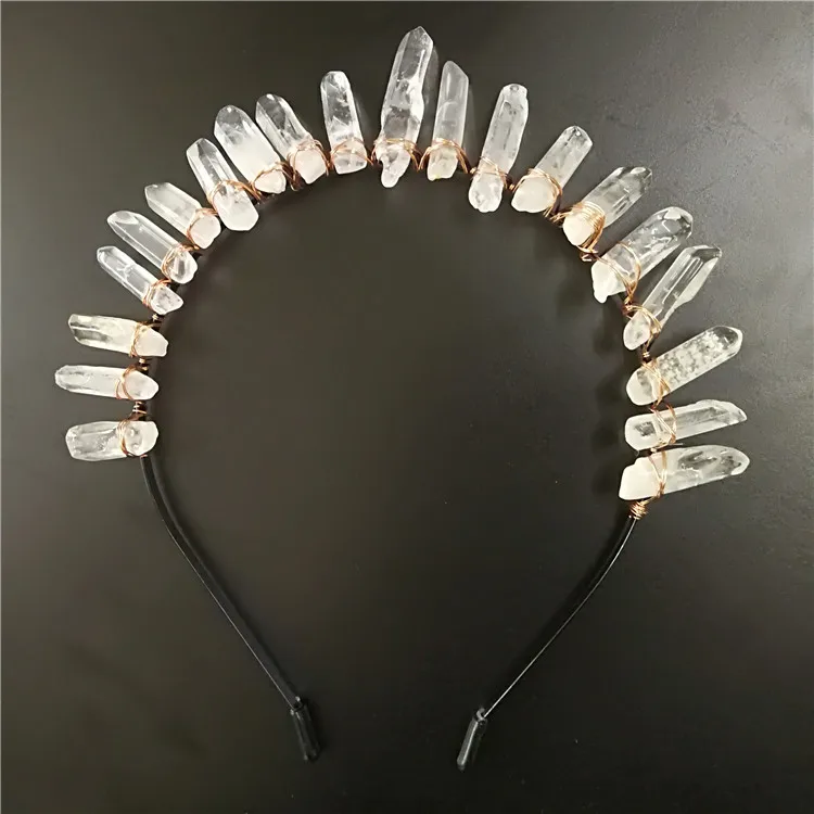 Прозрачный Ручной работы натуральный прозрачный австрийская Хрустальная лента для волос Для женщин, Европейская мода, Женский Корона геометрический украшение для головы с кристаллами - Цвет: Прозрачный