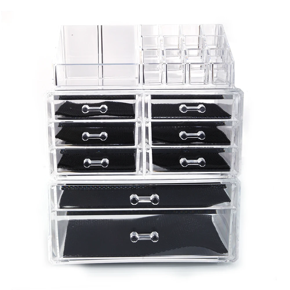  【US Warehouse】SF-1122-1 Cosmetics Storage Rack with 6 Small & 2 Large Drawers Transparent Free Ship