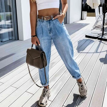 

Muyogrt Vintage High Waist Straight Jeans Pant For Women Streetwear Loose Female Denim Jeans Buttons Zipper Ladies Jeans 2020