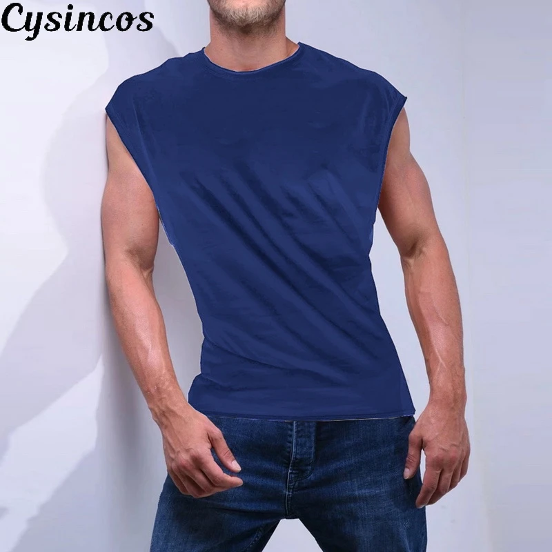 CYSINCOS Мужская Спортивная майка без рукавов, майка, Мужская одежда для фитнеса или бодибилдинга спортивный жилет, мужская майка
